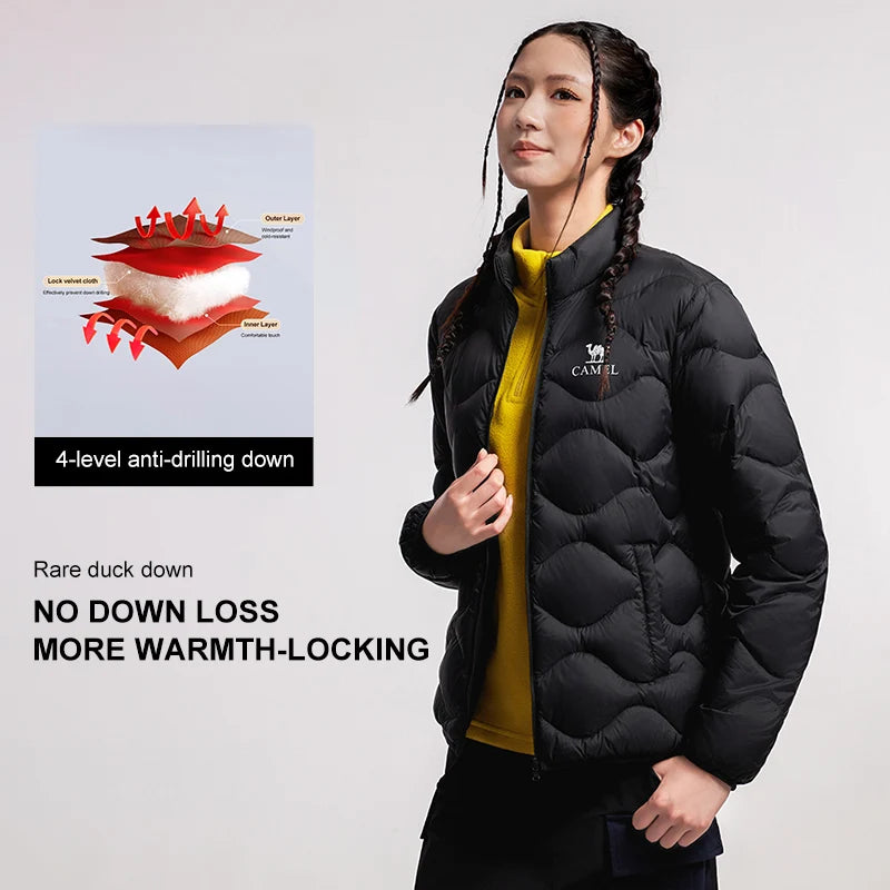 GOLDEN CAMEL Outdoor Down Jackets Men's and Women's Lightweight High-loft Warm Windproof Anti-static Jacket for Men Winter Coats