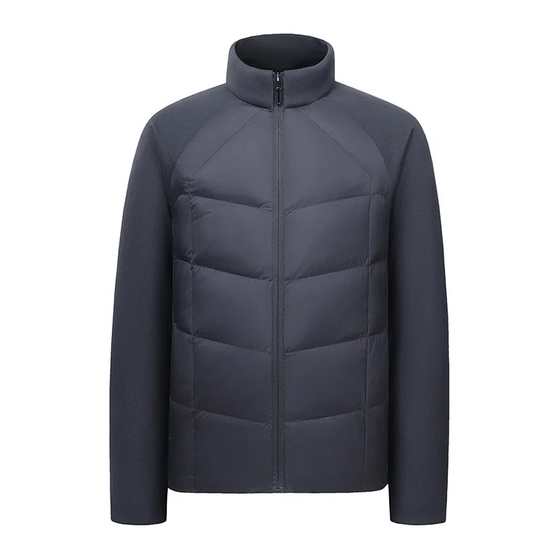 CHRLCK Men's Ultralight 90% Fill Down Jacket Winter Coat Windproof Warm Puffer Hiking Camping Trekking Outdoor Splicing