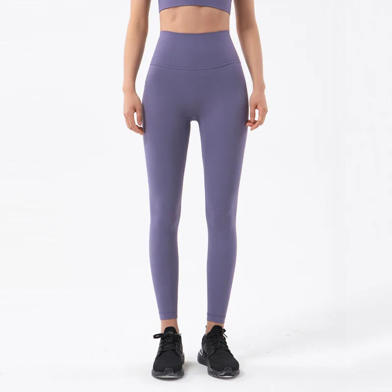 SOISOU Nylon Yoga Gym Leggings Women Girl Fitness Soft Tights High Waist Elastic Breathable No T Line Sports Pants 50 Colors ATFH