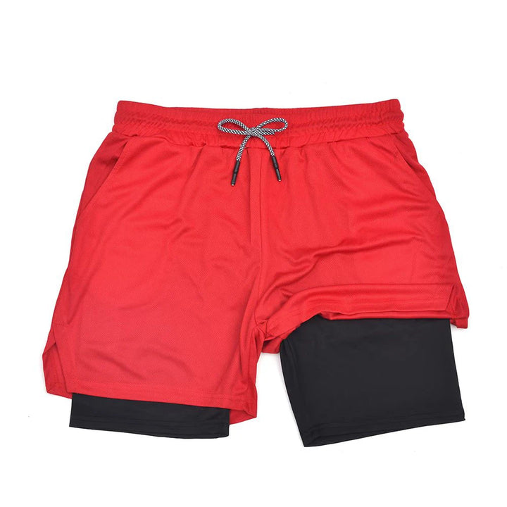 Men's Double Layer Fitness Shorts Men Gym Training 2 in 1 Sports Quick Dry Workout Jogging Deck Summer