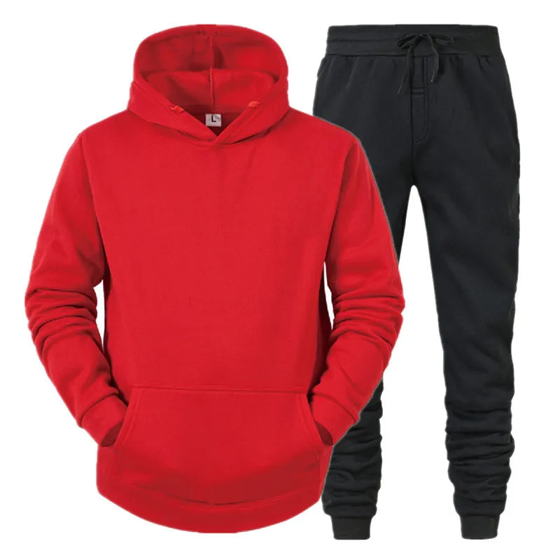 Men Sportswear Sweater Suit Hoodies + Pants Sports Clothing Spring Autumn Sets Jogging Trousers Running Male Tracksuits - ATFH
