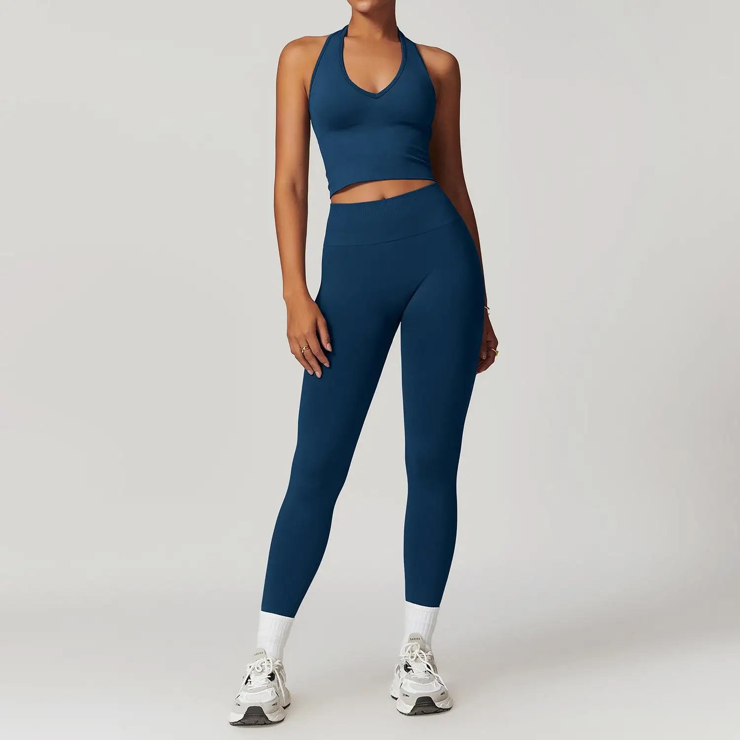 Seamless 2Pcs Yoga Pants Set Women Gym High Waisted High Support Fitness Leggings Push Up Seamless Edging Fitness Sports Bra ﻿ - ATFH