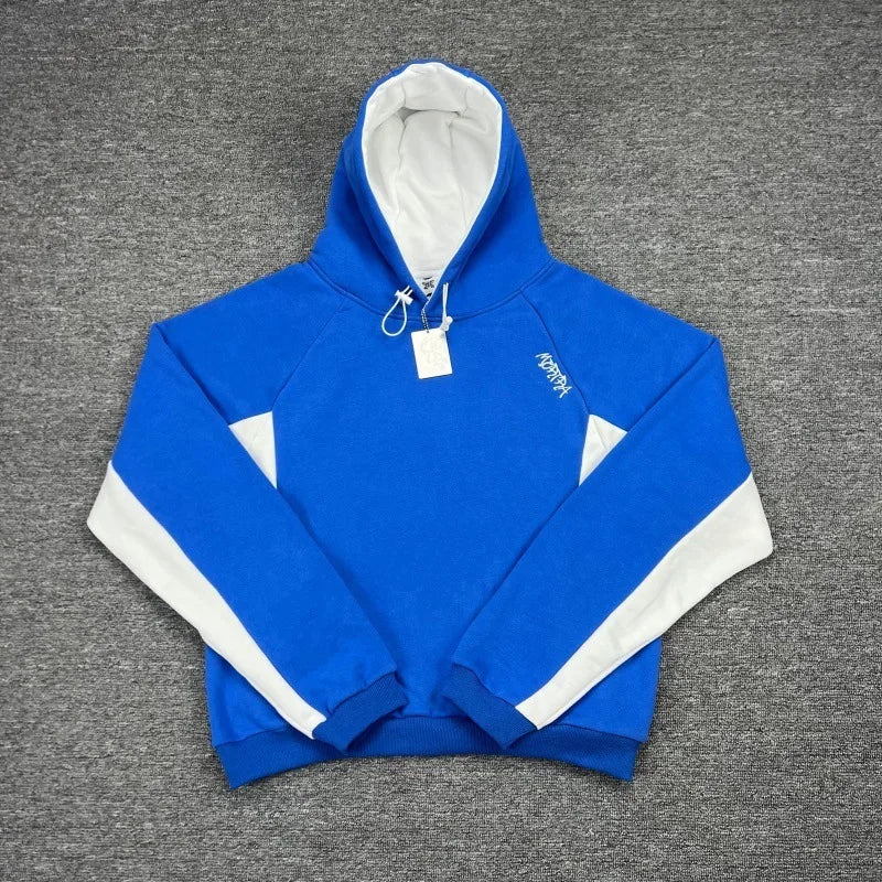 Mertra Patchwork Embroidery Fleece High Street Loose Autumn-Winter Men's and Women's Couple Sleeve Hooded Sweatshirt - ATFH