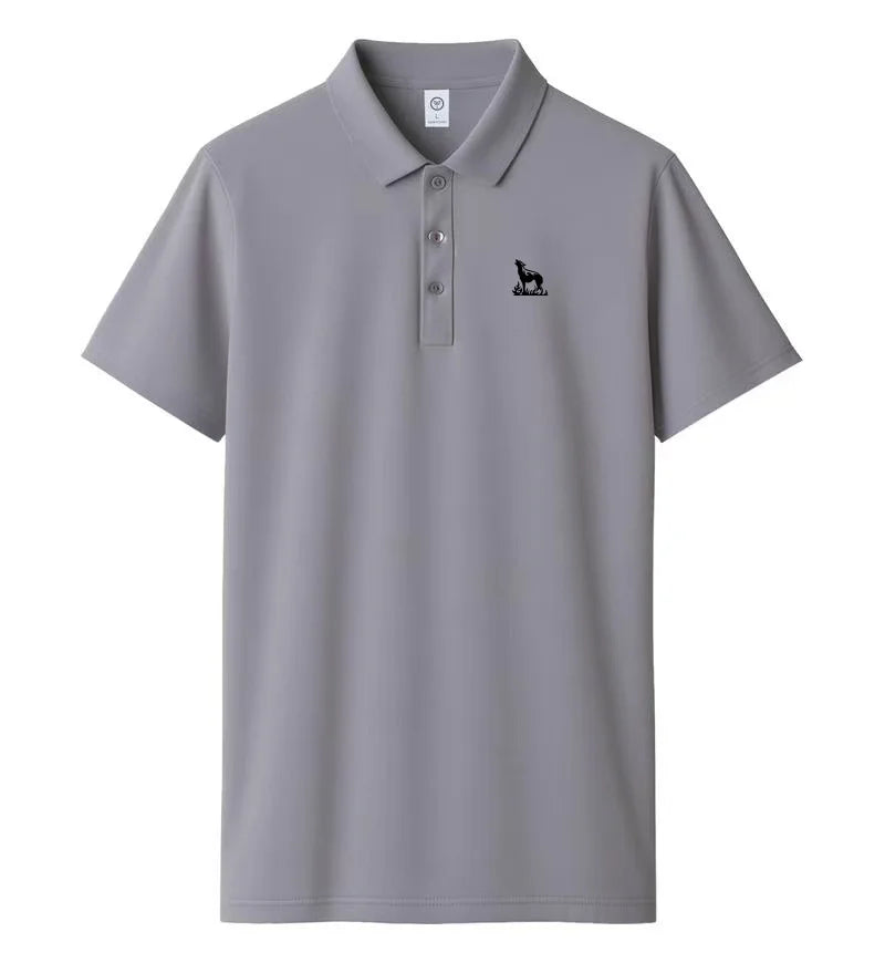 2026 summer new men's collar polo shirt printed short sleeved casual business fashion slim fit men's T-shirt top