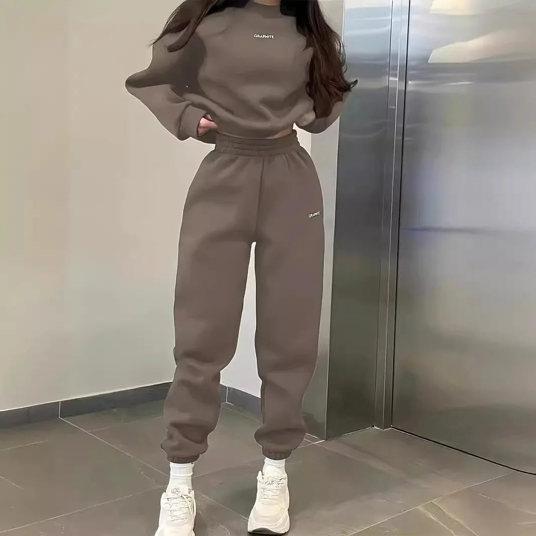 Fashionable Casual Sweatshirt Set Women's Street Style Spring Autumn Two-Piece Suit Comfortable Breathable Sportswear
