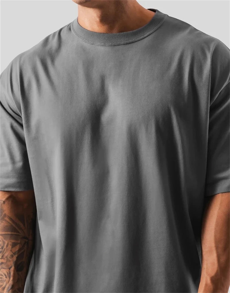LYFT 100% Cotton Men's Gym T-Shirt Loose Fit Short Sleeve Sport Fitness Running Workout Training Shirt in Sizes M to XXXL ATFH