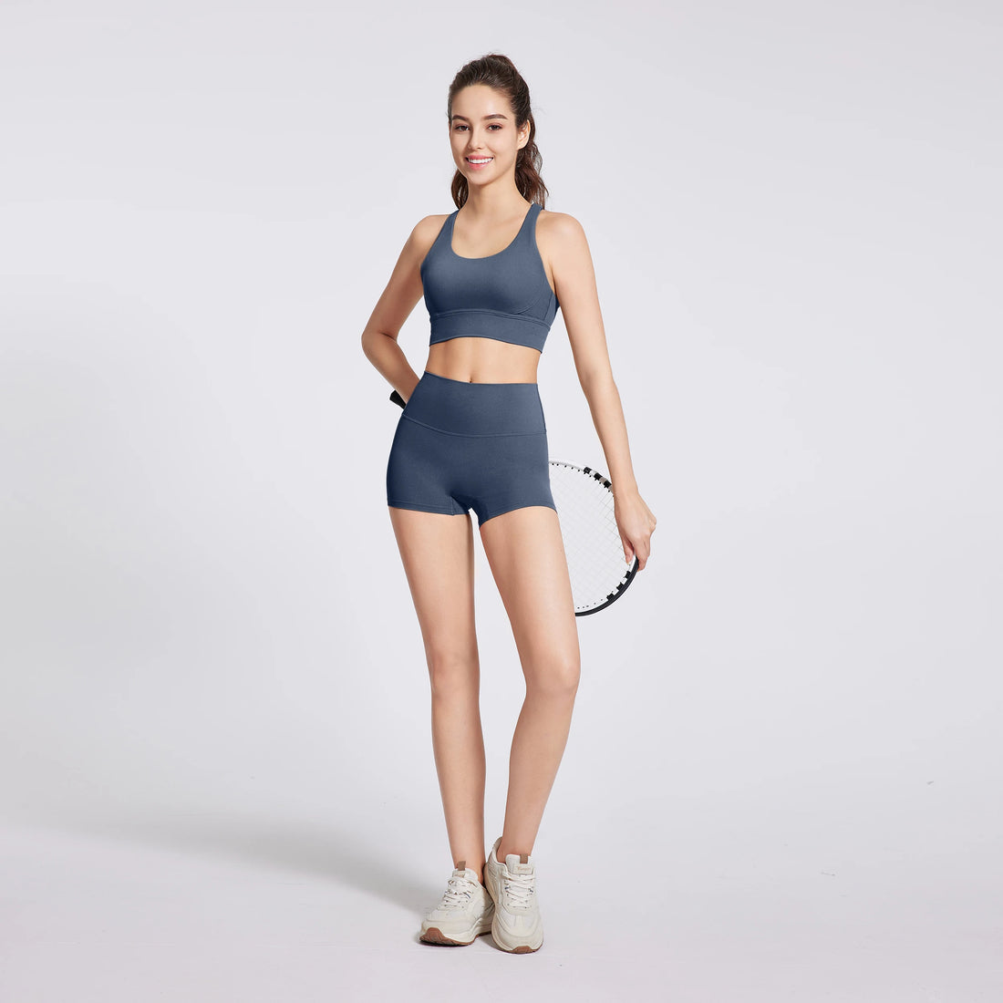 2 Pieces Yoga Clothes Gym Sets Sports Shorts Women Cross Back Bra Top High Waist Shorts Fitness Suits Running Workout Tracksuit - ATFH