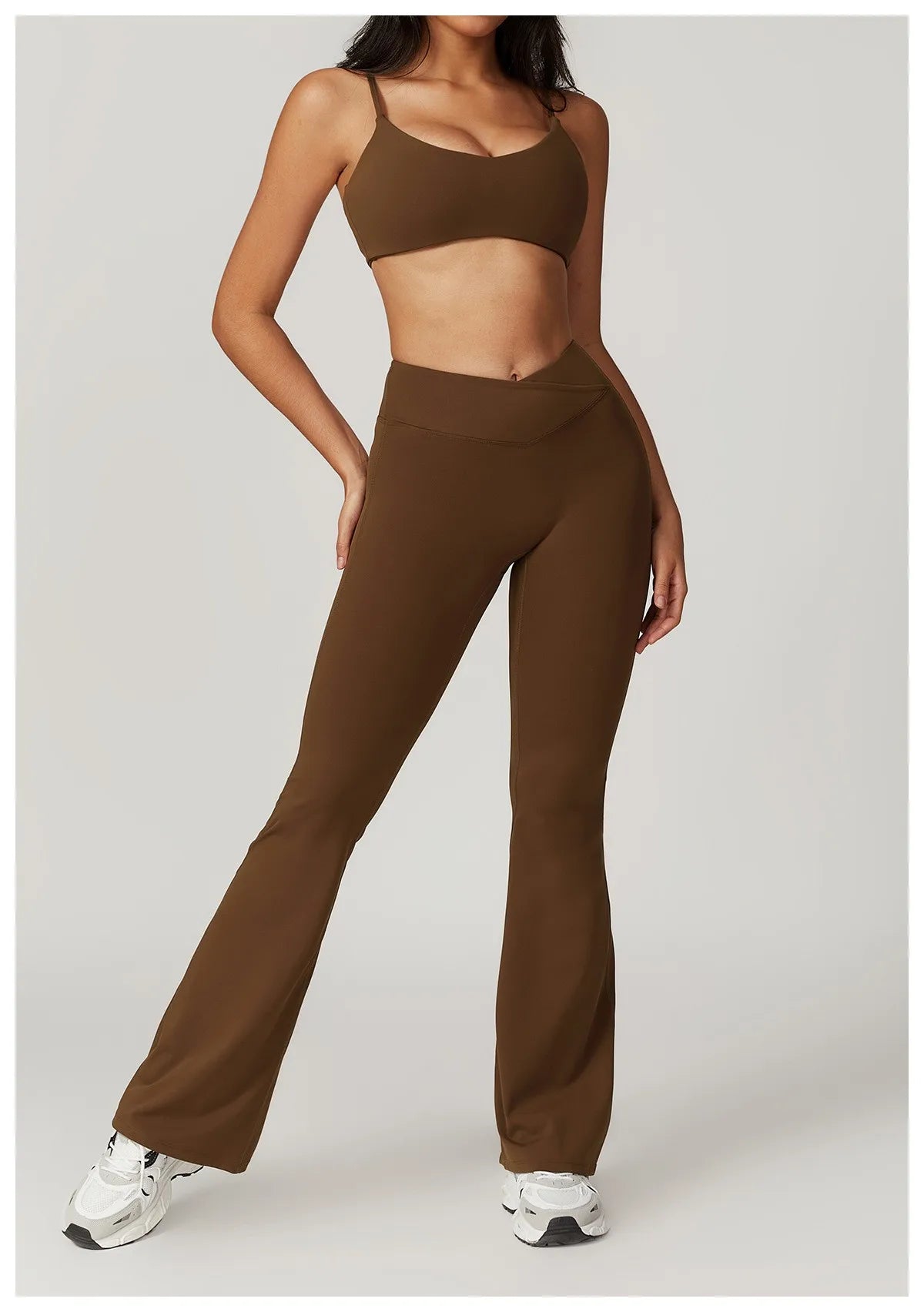 Crossover Flare Yoga Leggings for Women High Waist V Cross Bell Bottoms Tummy Control Yoga Pants Wide leg Fitness Leggings ATFH