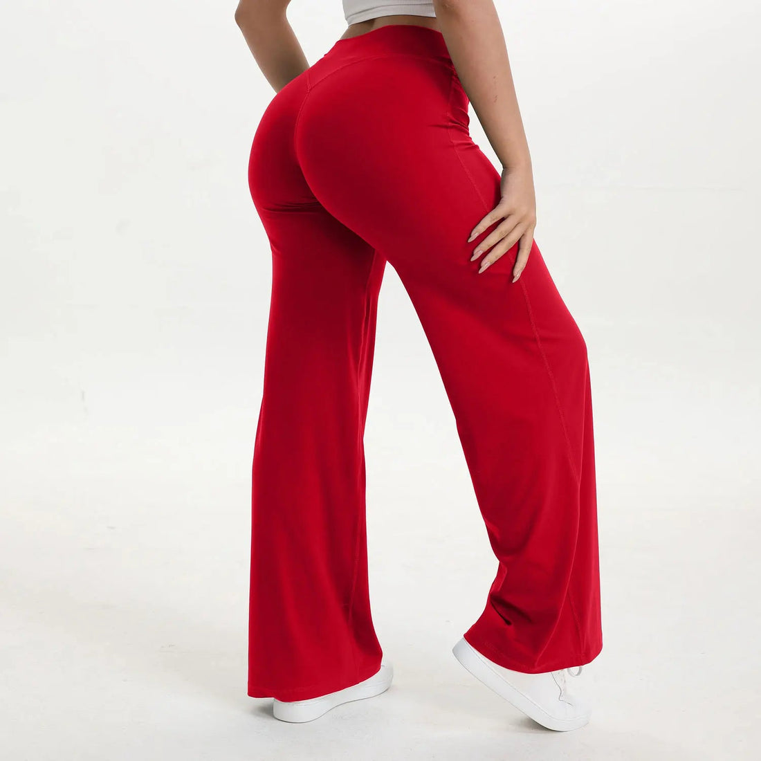 SoftMotion Straight Leg Bottoms Women's Mid-Waist Yoga Pants GYM Leggings Naked Feel Pilates Running Sports Trousers ATFH