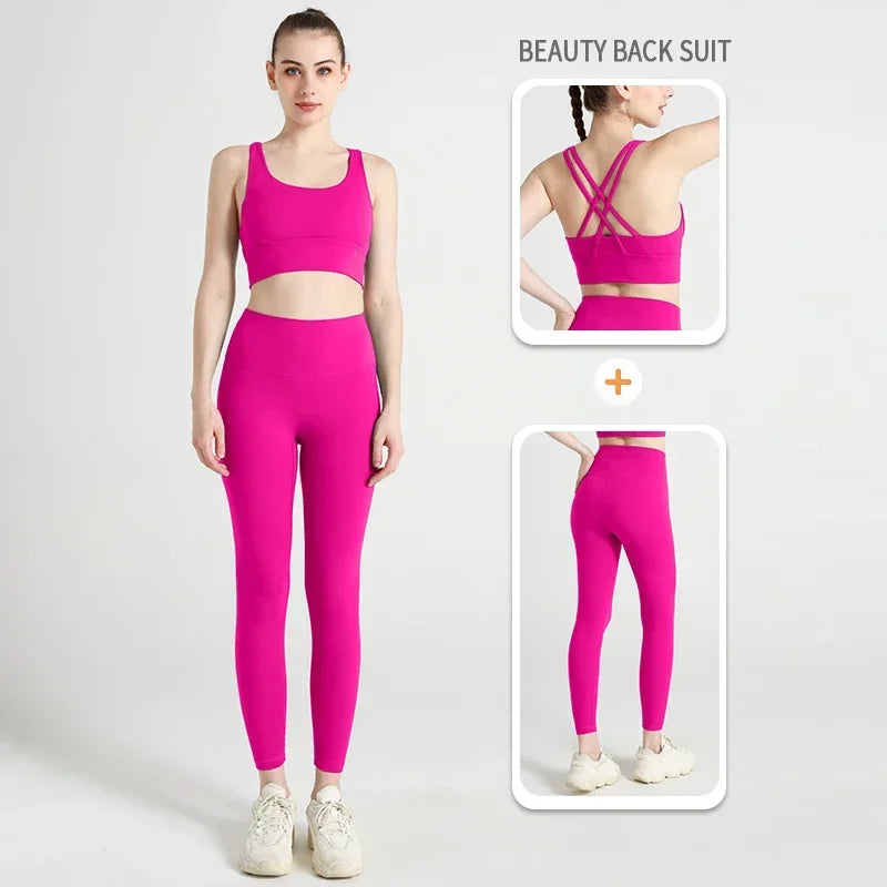 2 Pieces  Women Yoga Set Sport Suit Gymwear Workout Clothes Gym Crop Top High Waist Legging Fitness Bra Set Sports Suit👚👚 - ATFH