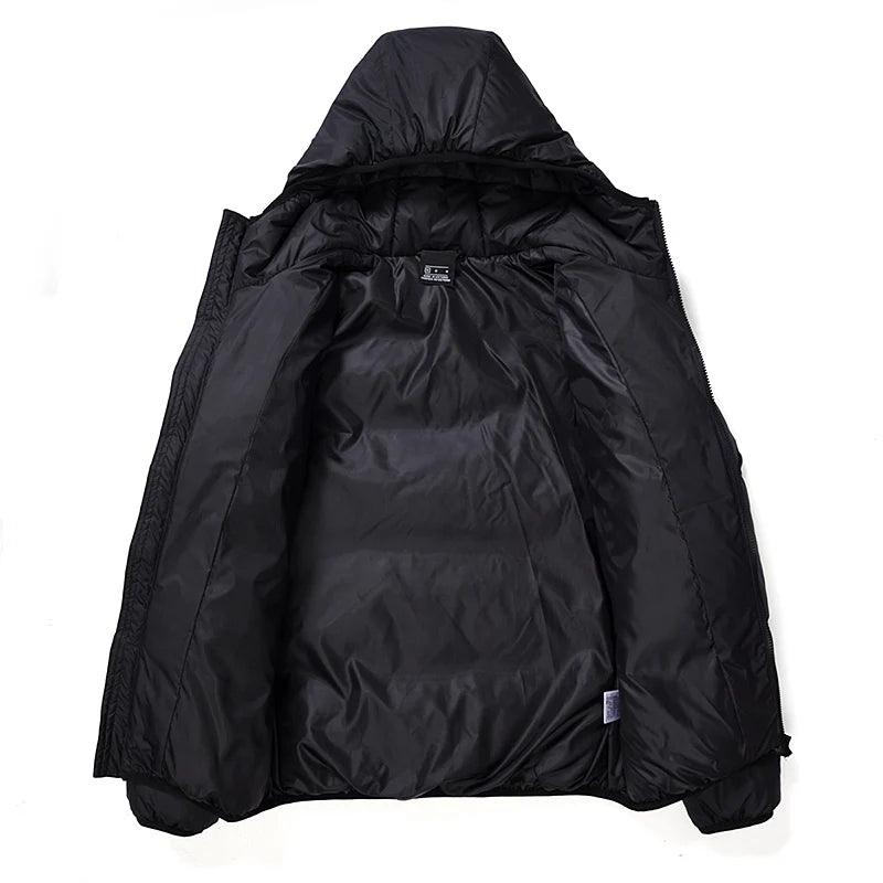 Man Simplicity Windproof Keep Warm Parkas New Fashion Solid Color Cotton Clothes 2024 Winter Thickening Hooded Leisure Man Coats