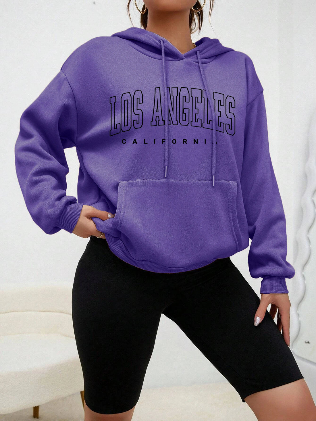 Los Angeles Art Letter Design Women Hoodies American Style Casual Hoody Autumn Hip Hop Female Hoodie Casual Fleece Clothing - ATFH