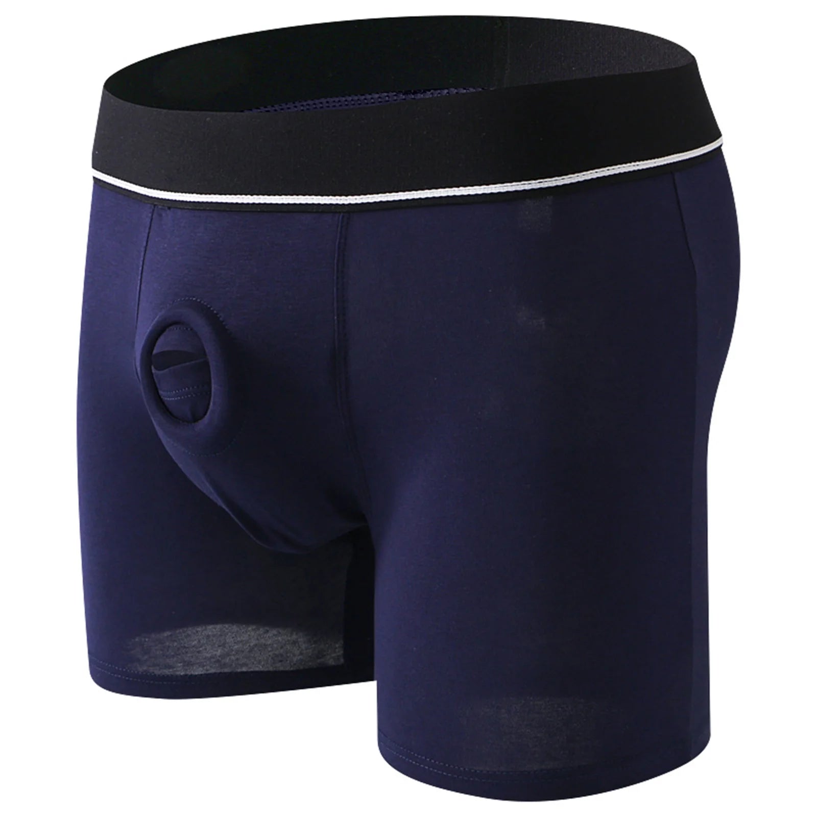Cock Ring Men Sexy Jock Hole Boxers Cockring Man Shorts Underwear Cotton Panties Open Pouch Underpants Long Boxershorts
