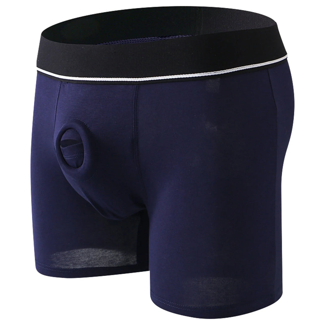 Cock Ring Men Sexy Jock Hole Boxers Cockring Man Shorts Underwear Cotton Panties Open Pouch Underpants Long Boxershorts