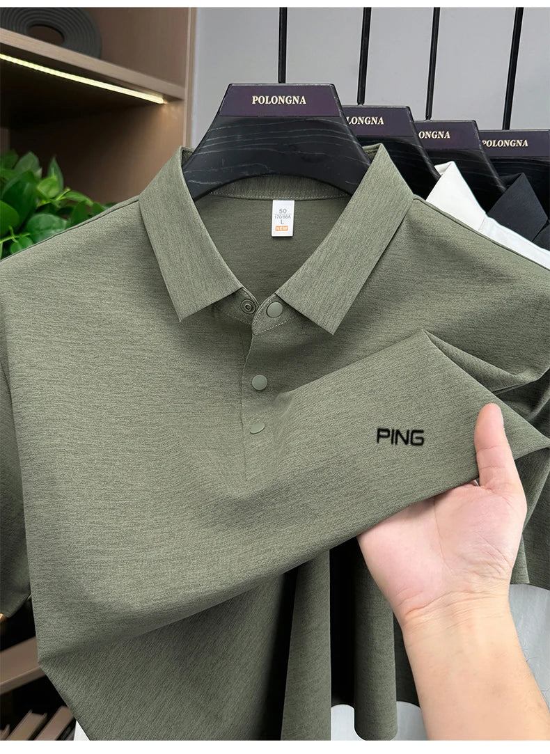 Fashion brand casual printed logo polo shirt, comfortable and breathable short-sleeve T-shirt perfect for summer outdoor sports