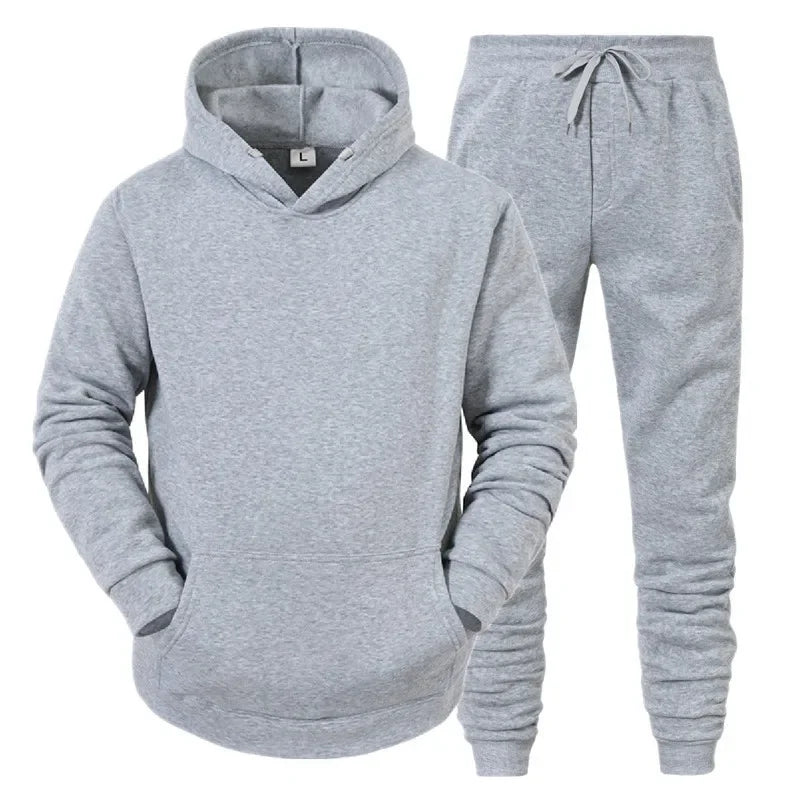 Basic Men/Women 2Pcs/Sets Sweatshirt Hoodies Pants 2024 Male Gyms Fitness Tops Joggers Sportswear Tracksuits ATFH