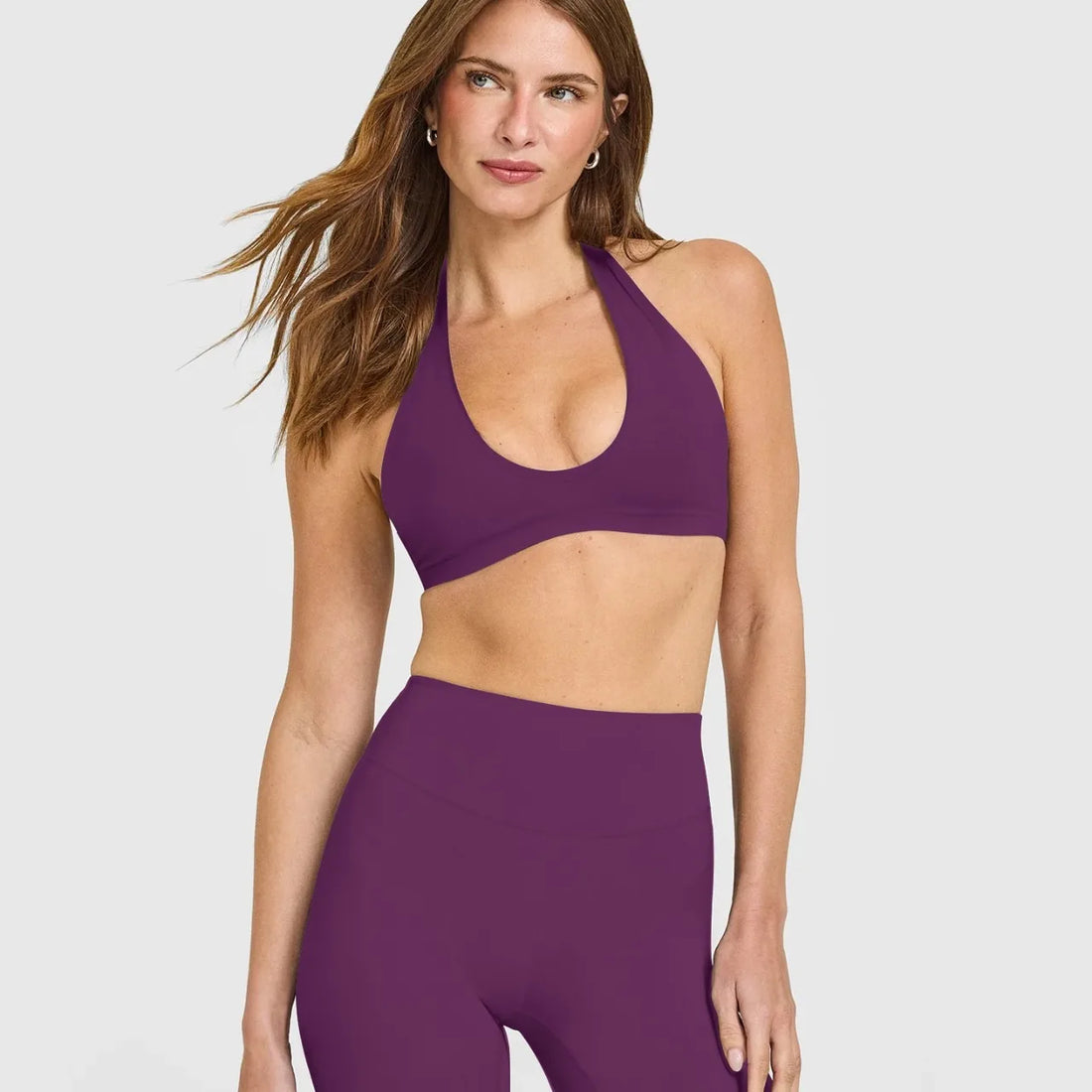 SoftMotion Minimal Halter Neck Bralette Workout Women's Sports Bra Gym High Support Underwear Pilates Yoga Halter Top Running - ATFH