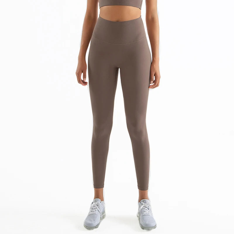 SOISOU Nylon Yoga Gym Leggings Women Girl Fitness Soft Tights High Waist Elastic Breathable No T Line Sports Pants 50 Colors ATFH