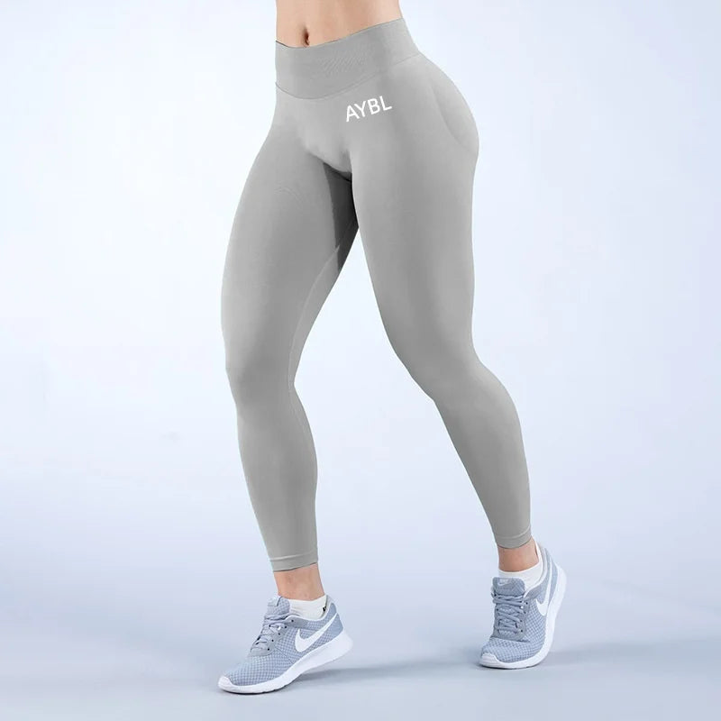 New Release Women‘s Low Ribbed Band Scrunch Bum Seamless Yoga Pants Gym Leggings Fitness Sweat Wicking Stretch Workout Tights - ATFH