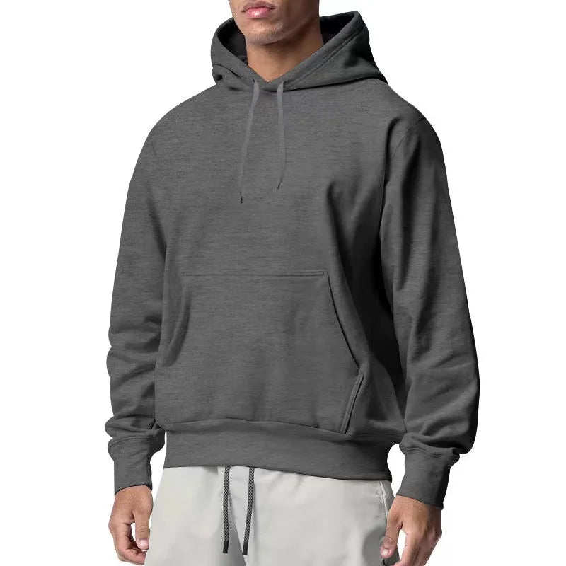 Cotton Hooded Sweatshirt, Solid Color Fashion Fit Sweatshirt, Autumn and Winter Fashion Sweatshirt, Suitable for Going Out - ATFH