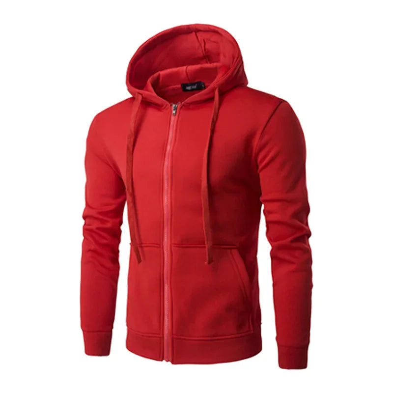 Men's Fashion Fleece Loose Casual Zipper Hoodie Suitable for Spring and Autumn Wear - ATFH