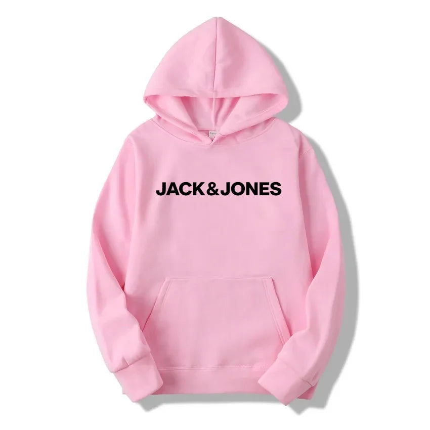 Jack & Jones Men's and Women's Hooded Sweatshirts, Fashionable Loose and Casual, Comfortable Printed Sportswear, Streetwear - ATFH