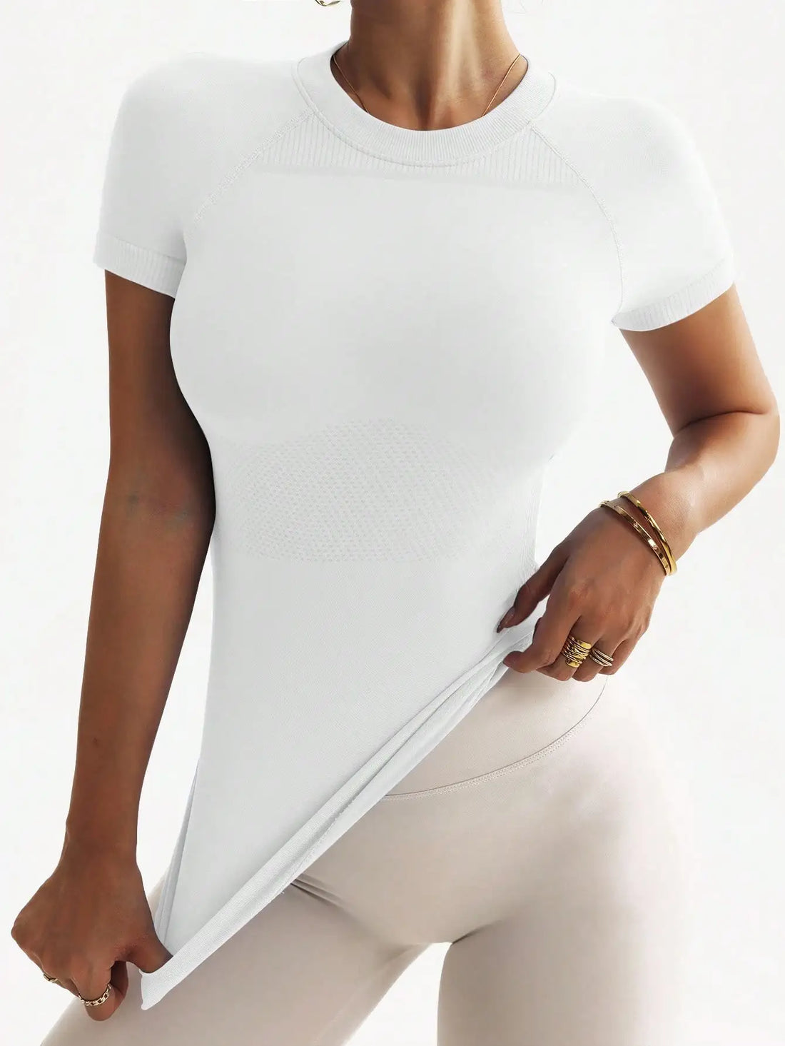New unisex short-sleeved tops, long tops, breathable, highly elastic, slimming, suitable for yoga and running, can be worn daily - ATFH