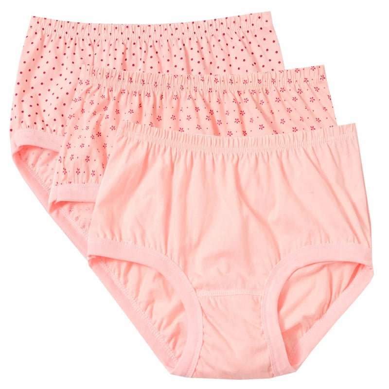 3pcs Pure Cotton Women Panties Large Size High Waist Underwear Briefs Mother Breathable Comfort Panty Plus Size Female Lingeries