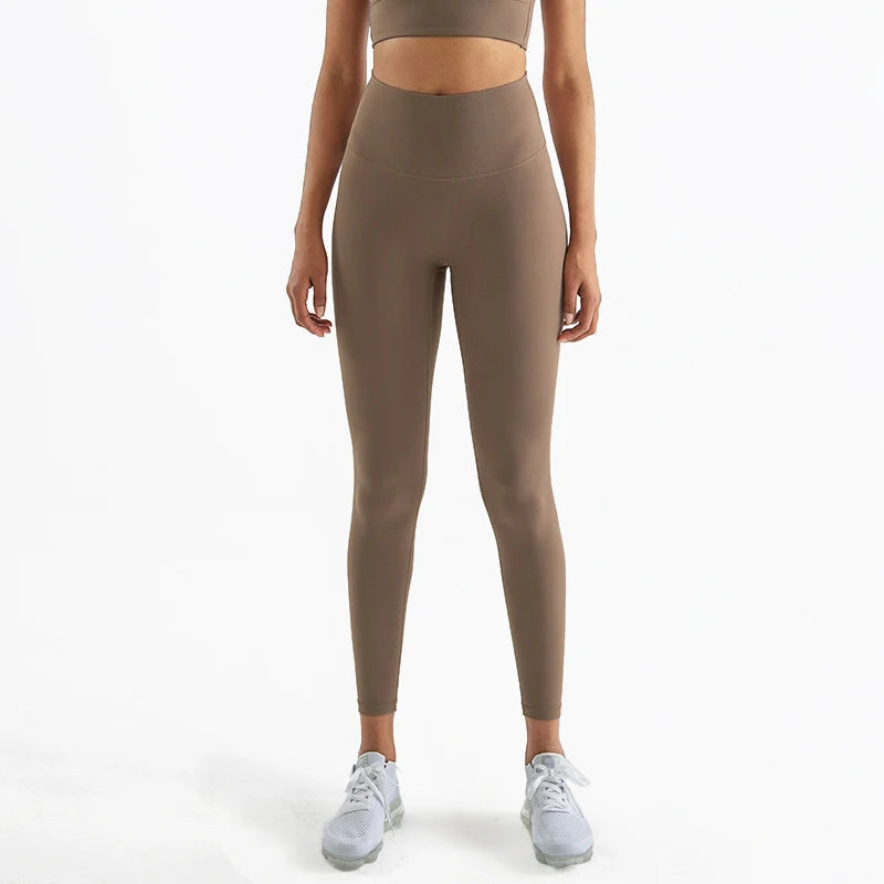 SOISOU Nylon Yoga Gym Leggings Women Girl Fitness Soft Tights High Waist Elastic Breathable No T Line Sports Pants 50 Colors ATFH