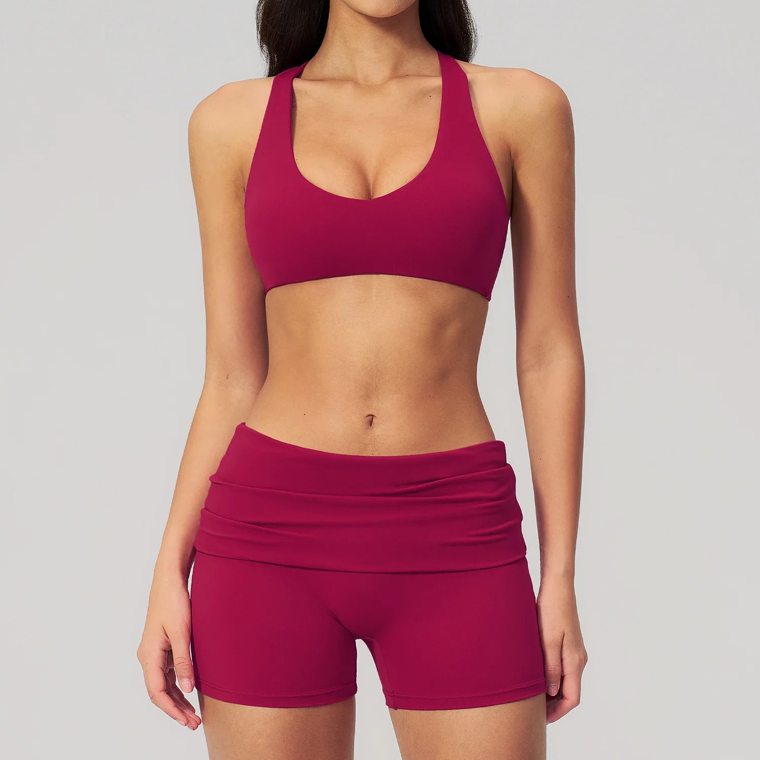 2PCS Fitness Suit Gym Tracksuits Deep V Yoga Bra Athletic Wear Female High Waist Workout Flared Pants Sports Set Yoga Clothes