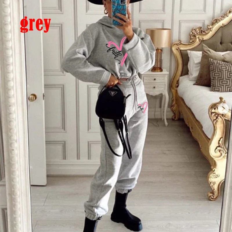 Women Hooded Sweatshirts+long Pants Casual Sport Suits Women Tracksuits Warm Long Sleeve Hoodies Two Piece Sets