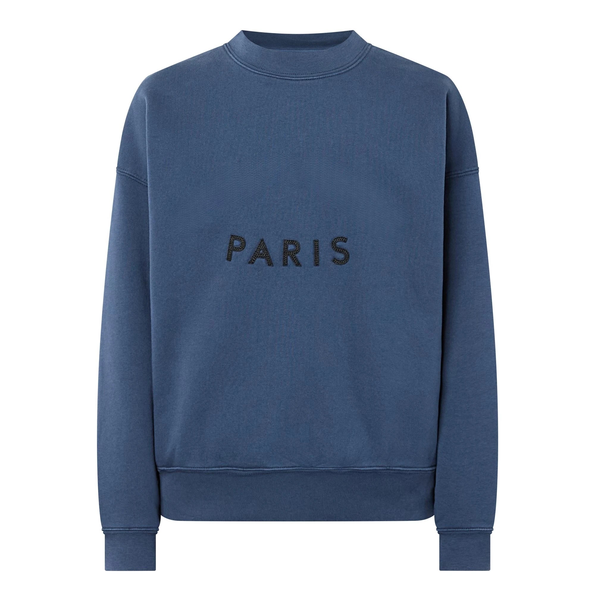 navy Cotton Sweatshirt women Soft Fleece Lining crew neck long sleeve sweatshirt female autumn winter - ATFH