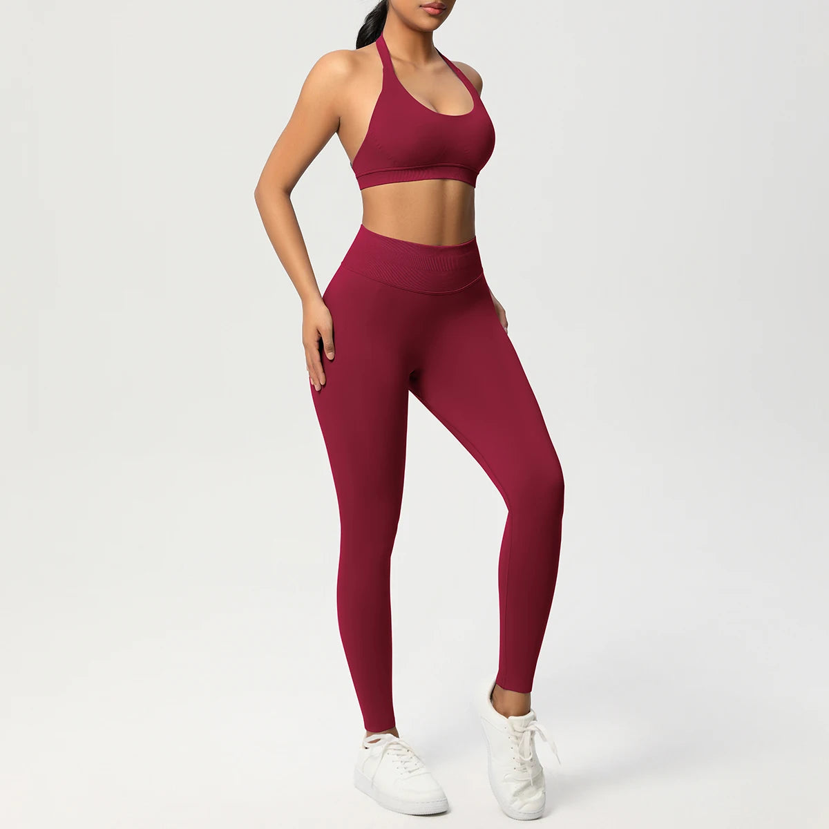 2 Piece Yoga Clothes Women's Tracksuit Athletic Wear Pilates Fitness Suit Gym Workout Push Up Clothes Sports Bra Leggings Suit - ATFH
