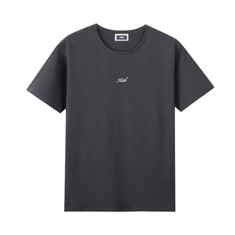 Korean style Summer Quality Cotton Men Women T-shirt Small Icon Embroidered Logo Couple Casual Loose O-Neck Short Sleeve Tees ATFH