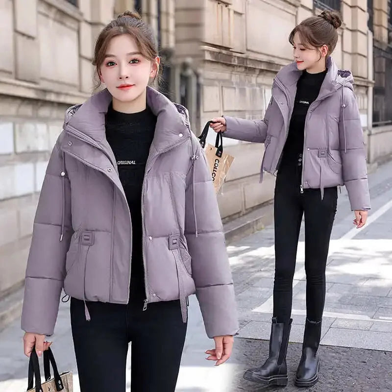 Down Coat Women Parkas Short Winter New Puffer Jackets High-End Warm Cotton Padded Coats Korean  Hooded Outwear Female Tops ATFH
