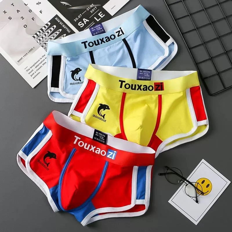 3PCS/Lot Cotton Comfortable Breathable Boxer Shorts Printed Men's Underpants Fashion Youth Underwear Sexy U Bulge Pouch Panties