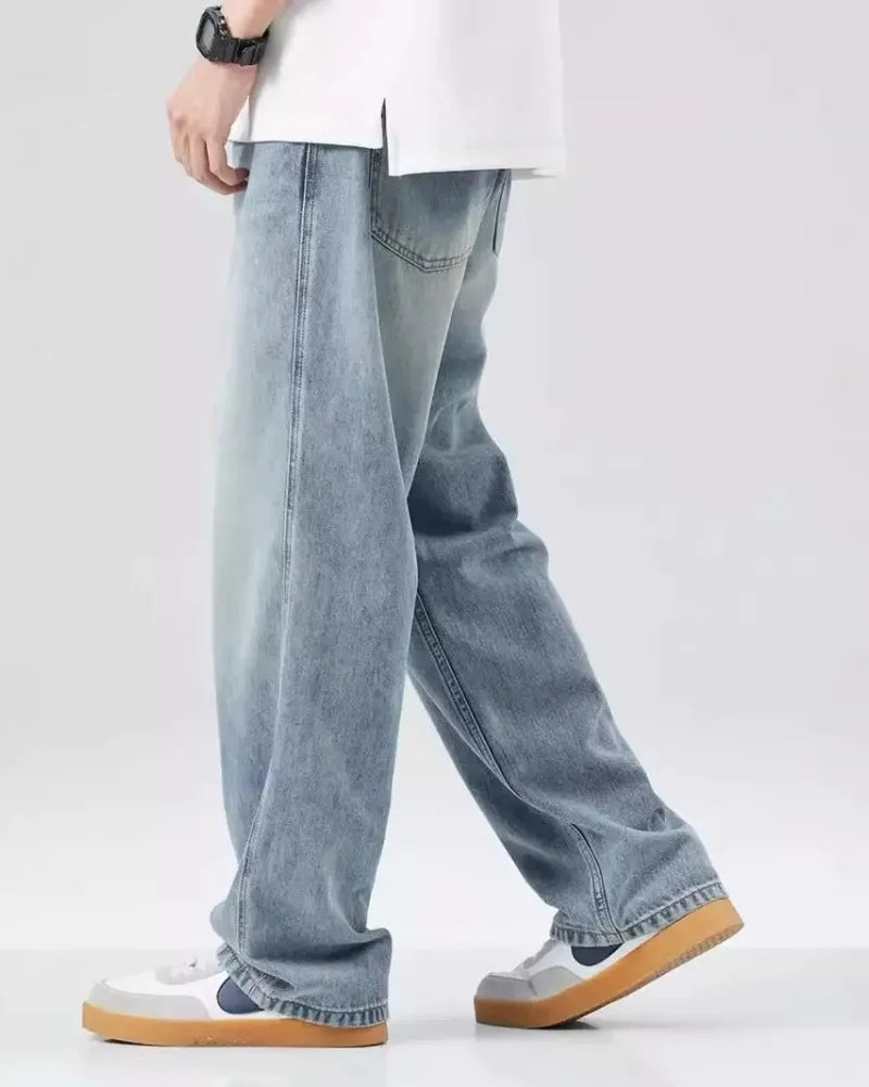 Men's Denim Pants Vintage Washing Wide Leg Loose Jeans Casual Straight American Style  Street Men Trousers Four Seasons New 2026 ATFH