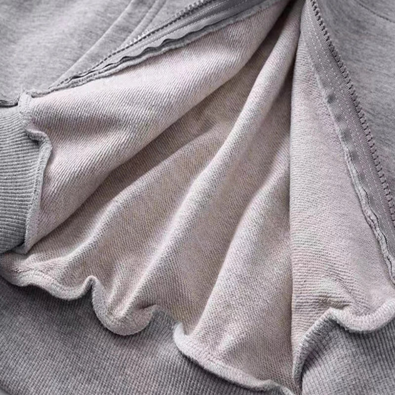 Integrated Cutting Oversized Kanye West Vultures Zipper Hoodie Men Women Simple Letters Print Gray Coats Best Quality Cotton - ATFH