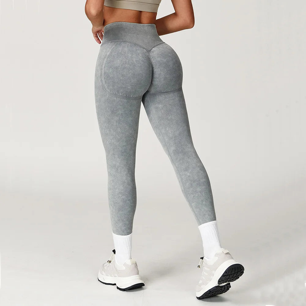Yoga Pants Impact Leggings Women Seamless Sports Yoga Pant High Waist Ribbed Gym Clothes Fitness Workout Wear Scrunch Bum Tights - ATFH