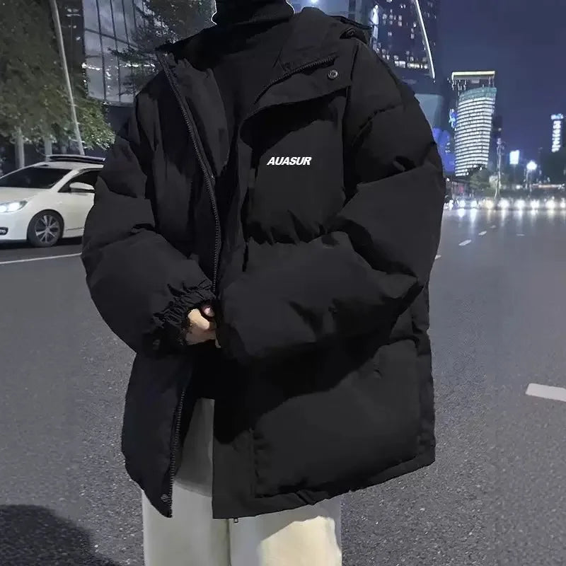 Winter Fashion Trend Windproof Thick Warm Cotton Jacket For Men's Casual Loose Sports Plus Large Size High-Quality Hooded Jacket