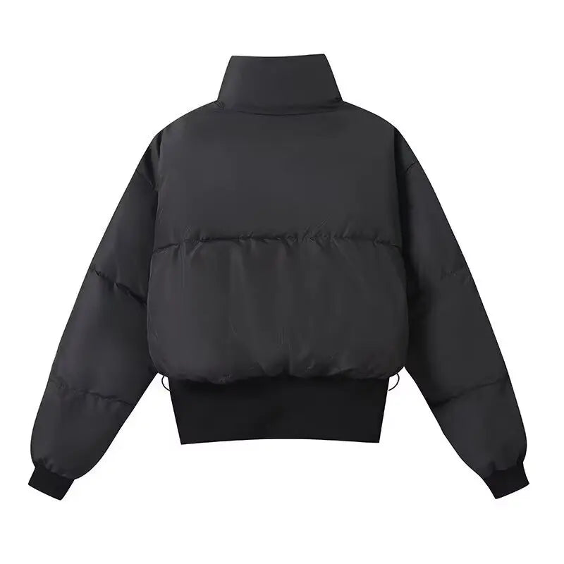 2025 Winter New Hot Selling Stand up Collar Street Style Short  Waist Cinched Thick Cotton Jacket for Women ATFH