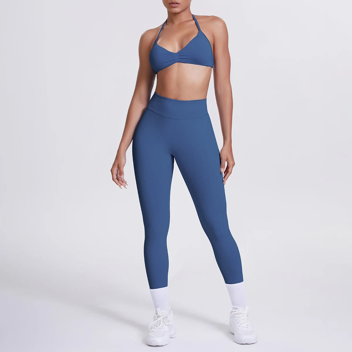 Women 2pcs Patchwork Sport Yoga Suit Training Sleeveless Sport Gym Tops Tummy Control Slimming Booty Leggings Yoga Suit Sports - ATFH