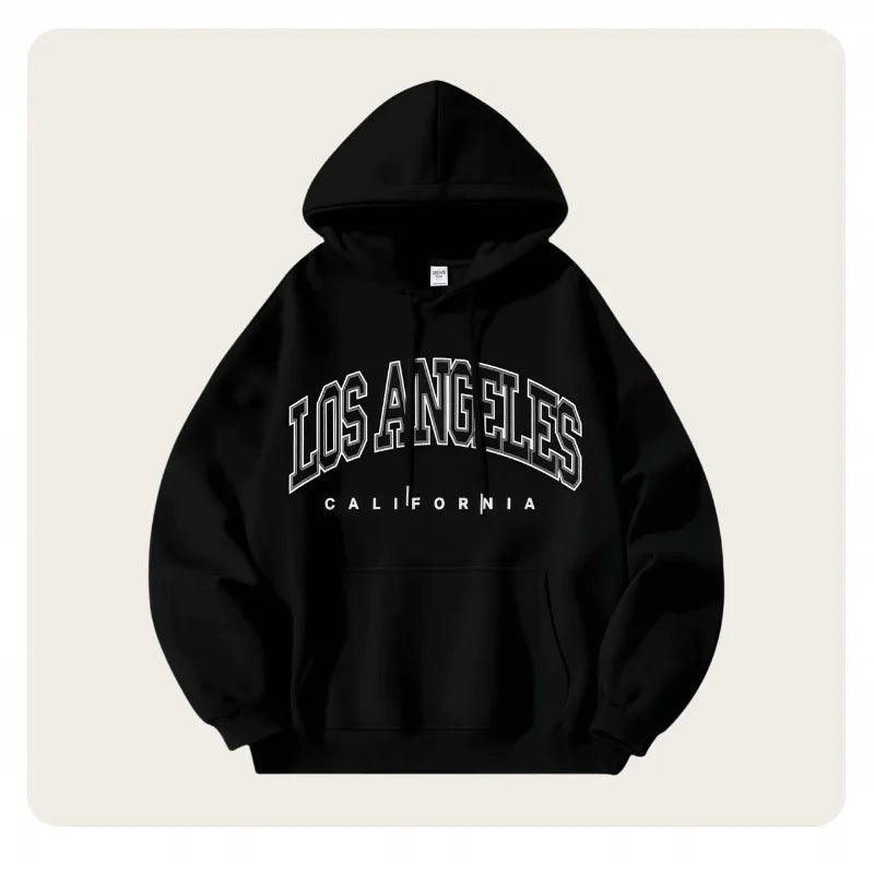American Fashion Trend Unisex Autumn and Winter Fleece-Lined Thick Oversized American-Style Printed Jacket Loose Casual Street Style Hooded Sweatshirt - ATFH