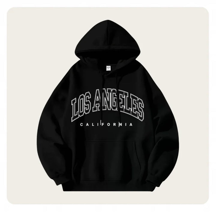 American Fashion Trend Unisex Autumn and Winter Fleece-Lined Thick Oversized American-Style Printed Jacket Loose Casual Street Style Hooded Sweatshirt - ATFH