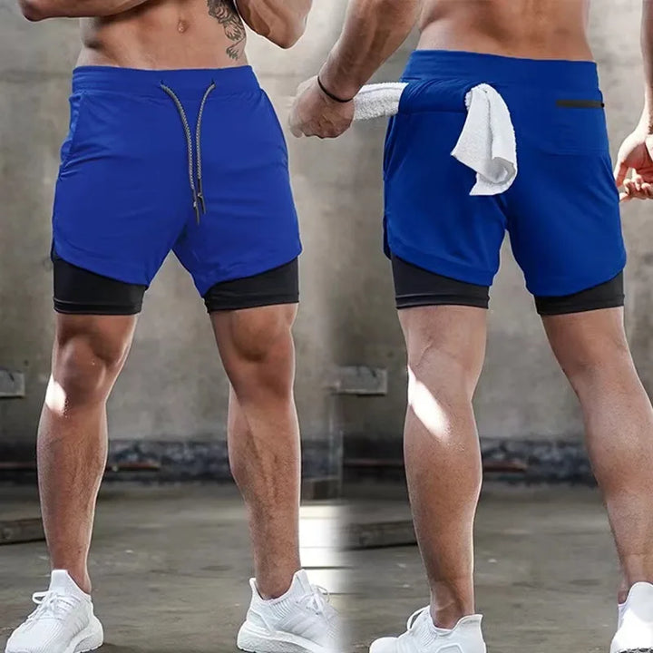 2 in 1 Men's Outdoor Running Shorts Quick-drying Fitness Training Double Layer Sweatpants New Sport Bottoms Bodybuilding Pants