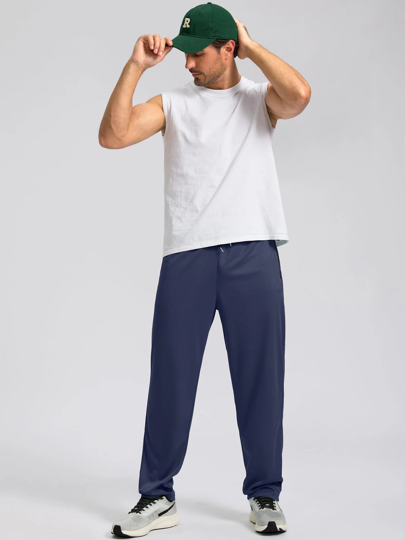 TACVASEN Men's Quick Dry Outdoor Pants Straight Leg Elastic Waist Fitness Running Hiking Yoga Jogging Sweatpants