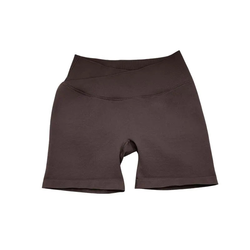 Lemonsky High elasticity hip lifting fitness yoga shorts, summer sports solid color shorts