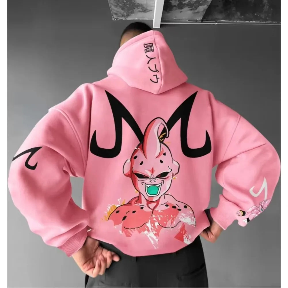 Dragon Ball Men's Hoodie Sweater Majin Buu Japanese Anime Spring Autumn Boys Children's Long-sleeved Parent-child Outfit - ATFH
