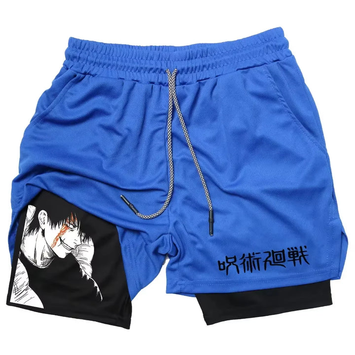 Anime Jujutsu Kaisen Gym Shorts Fitness 2 in 1 Compression Performance Shorts Workout Quick Dry Athletics Short Pants RL0601