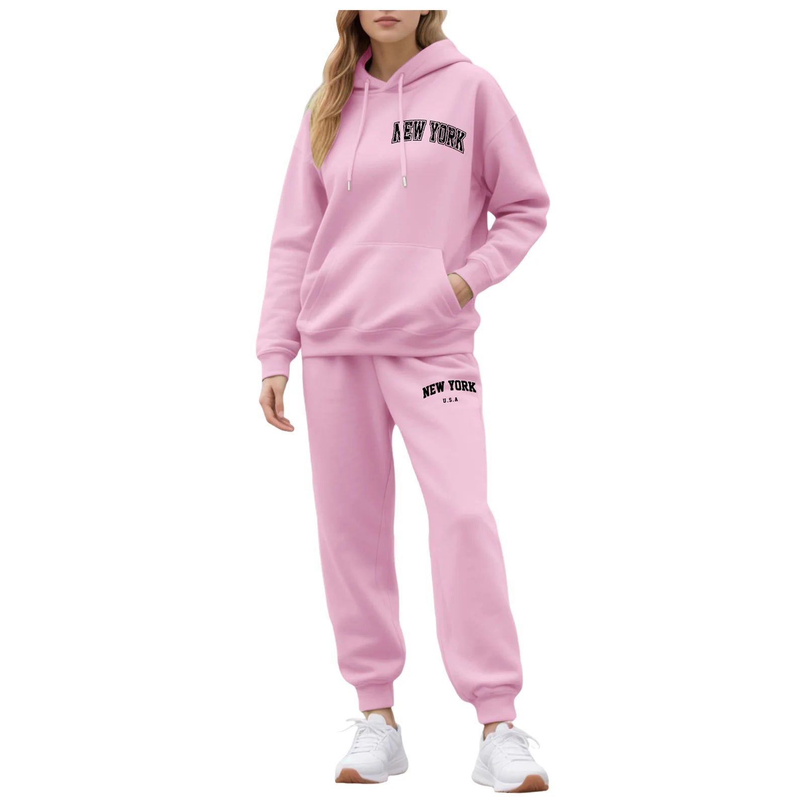 Two-Piece Tracksuit For Women Letter Print Hoodie And Pants Set Long Sleeved Hooded Sweatshirt+Sweatpants Suit Casual Sportswear